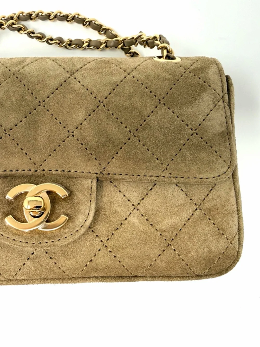 CHANEL Suede Calfskin & Gold-Tone Metal Small Flap Bag